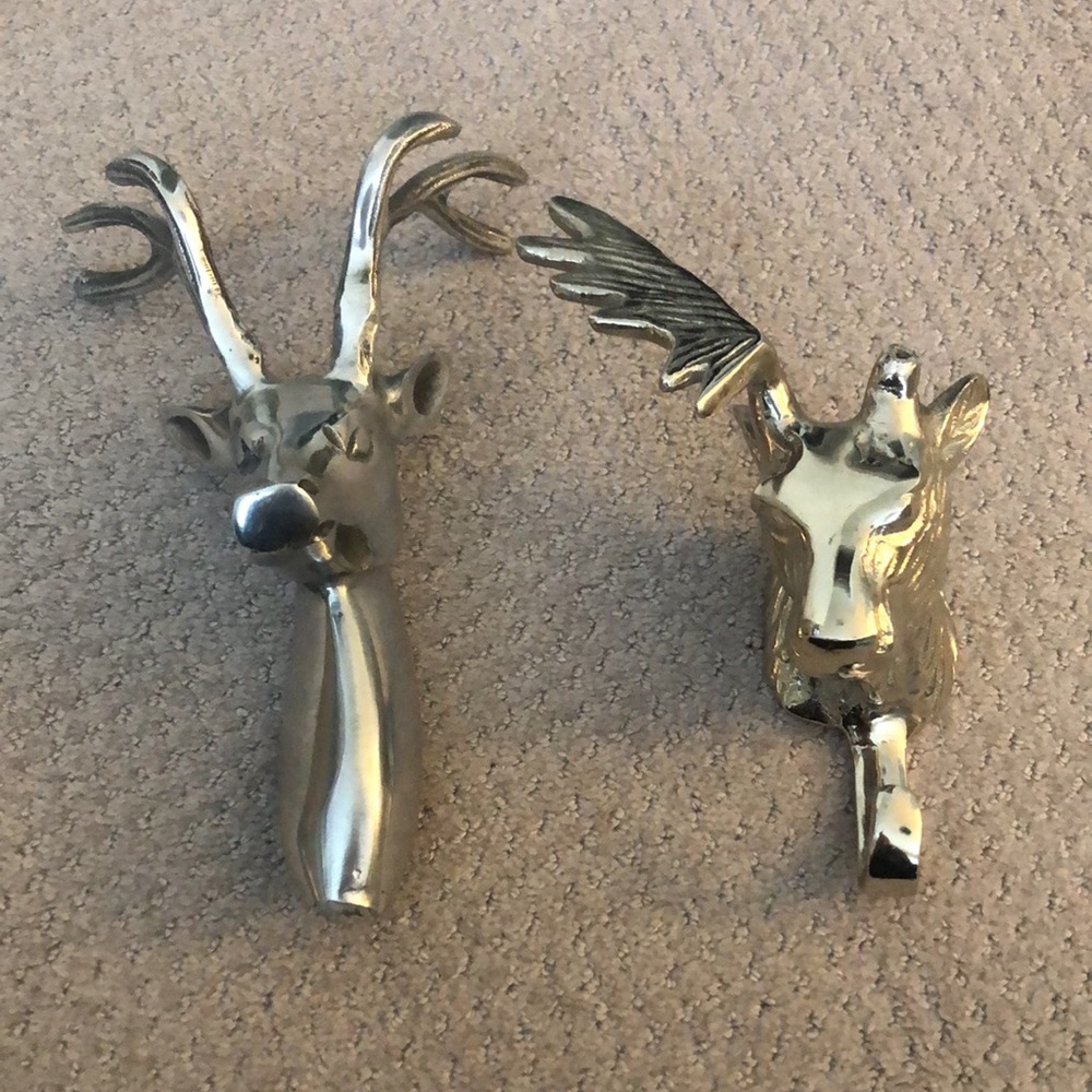 Stag deer buck metal Large mounted pair 2